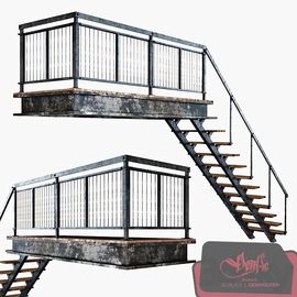 Metal stair with railing